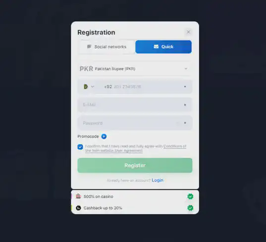 1win online registration